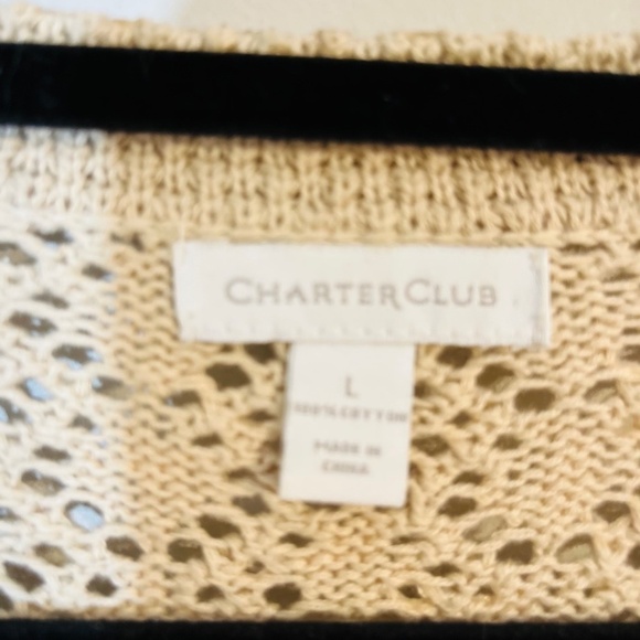 Charter Club Sweater Women L Tan Floral Cardigan Retro Western Boho Festival 80s - Picture 2 of 9